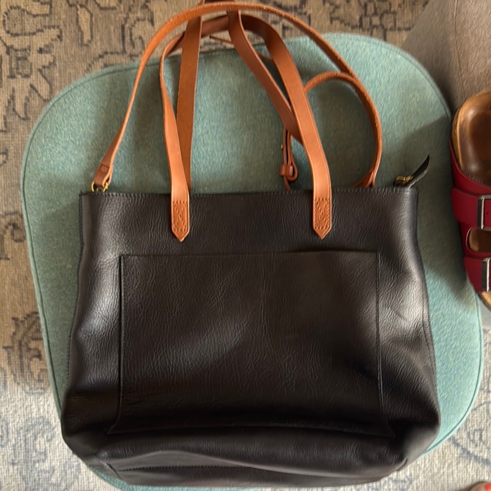 Madewell leather crossbody Elegant Black Leather Tote Bag